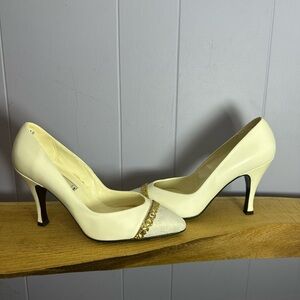 Lux White and Gold Heels